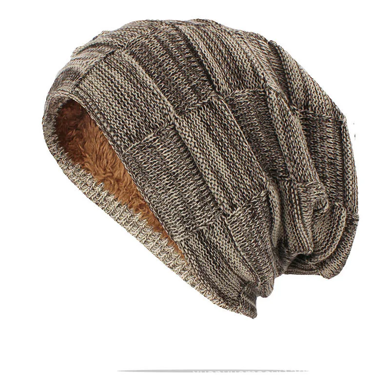 Fleece Lined Knitted Protective Hat Thickened Pullover Cap for Men and Women Autumn Winter Daily Wear