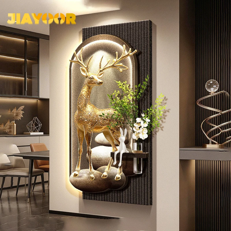 Deer Modern Light Luxury Sense with Light Decoration Light Painting for Entrance Doors Corridor Wall Lights Painting