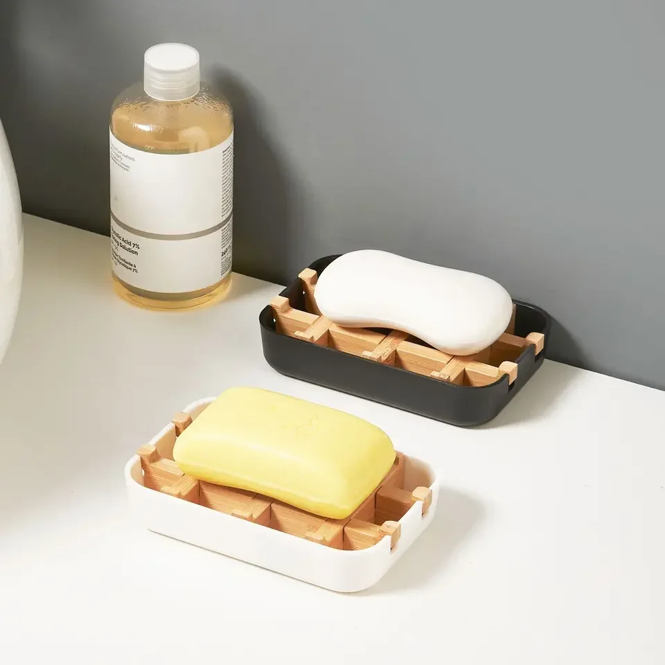 

Soap Holder Wooden Bathroom Soap Storage Rack Prevent Mildew Soap Draining Box Organizers Bathroom Accessories 1PC