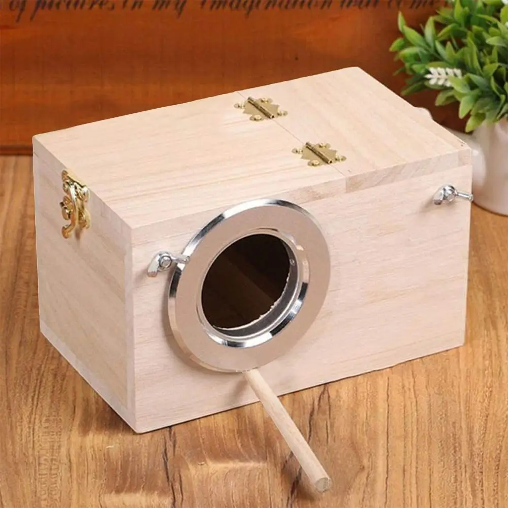 Nido de jaula de caja de cría de aves para casa de anidación de loros, piñones de madera, Finch