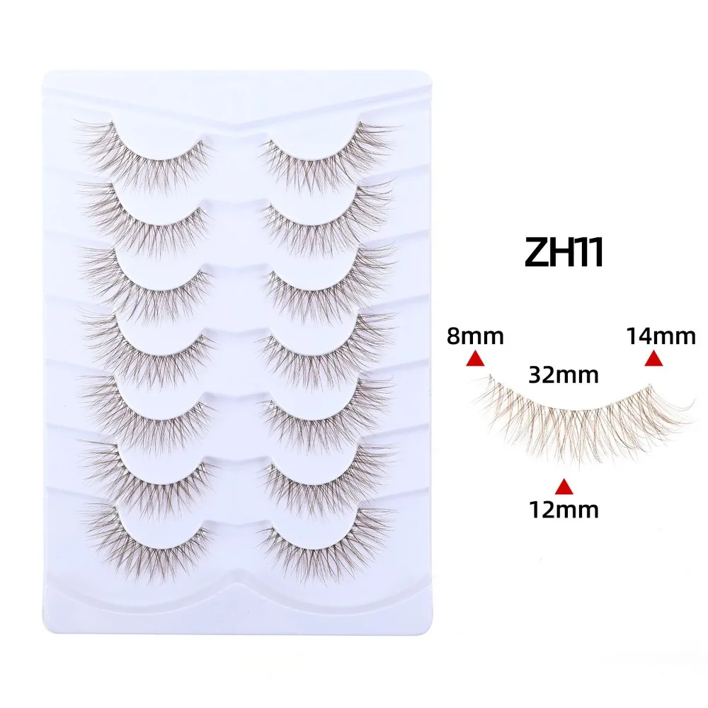 

7 Pairs Simulation Eye Eyelashes Lash Strips Clear Stem Cat Eye Faux Mink Lashes Fluffy Lashes Extension