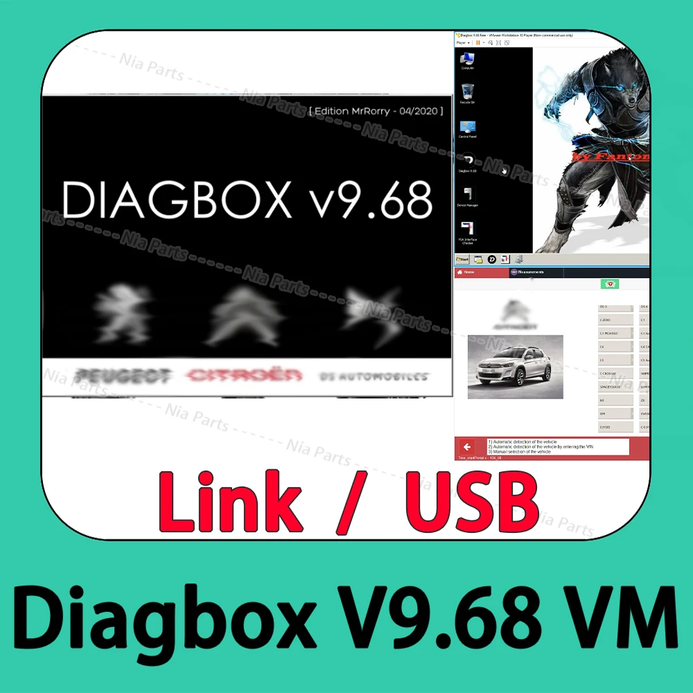 Diagbox 9.68 VM FOR PP2000 software Repair tools Diagnostic equipment tuning obd2 diagbox V9.68 Code reader Repair box Program