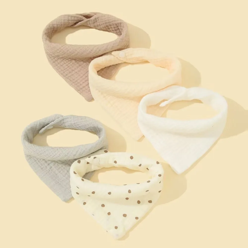 

Skin-Friendly Soft Baby Bibs Cotton High Absorb Newborn Drooling Bib Solid Color Button Closure Burp Cloth Infant Feeding