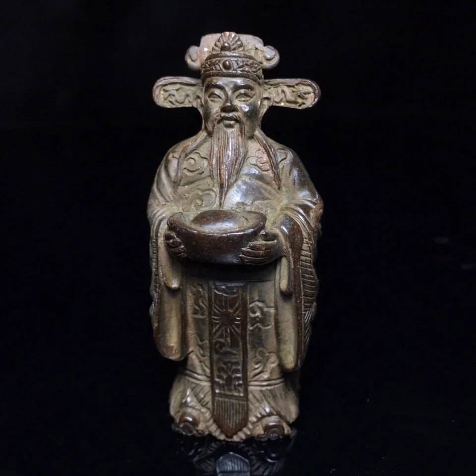 

Old bronze pure copper, old copper ingots, bronze statue of God of Wealth, beckoning wealth