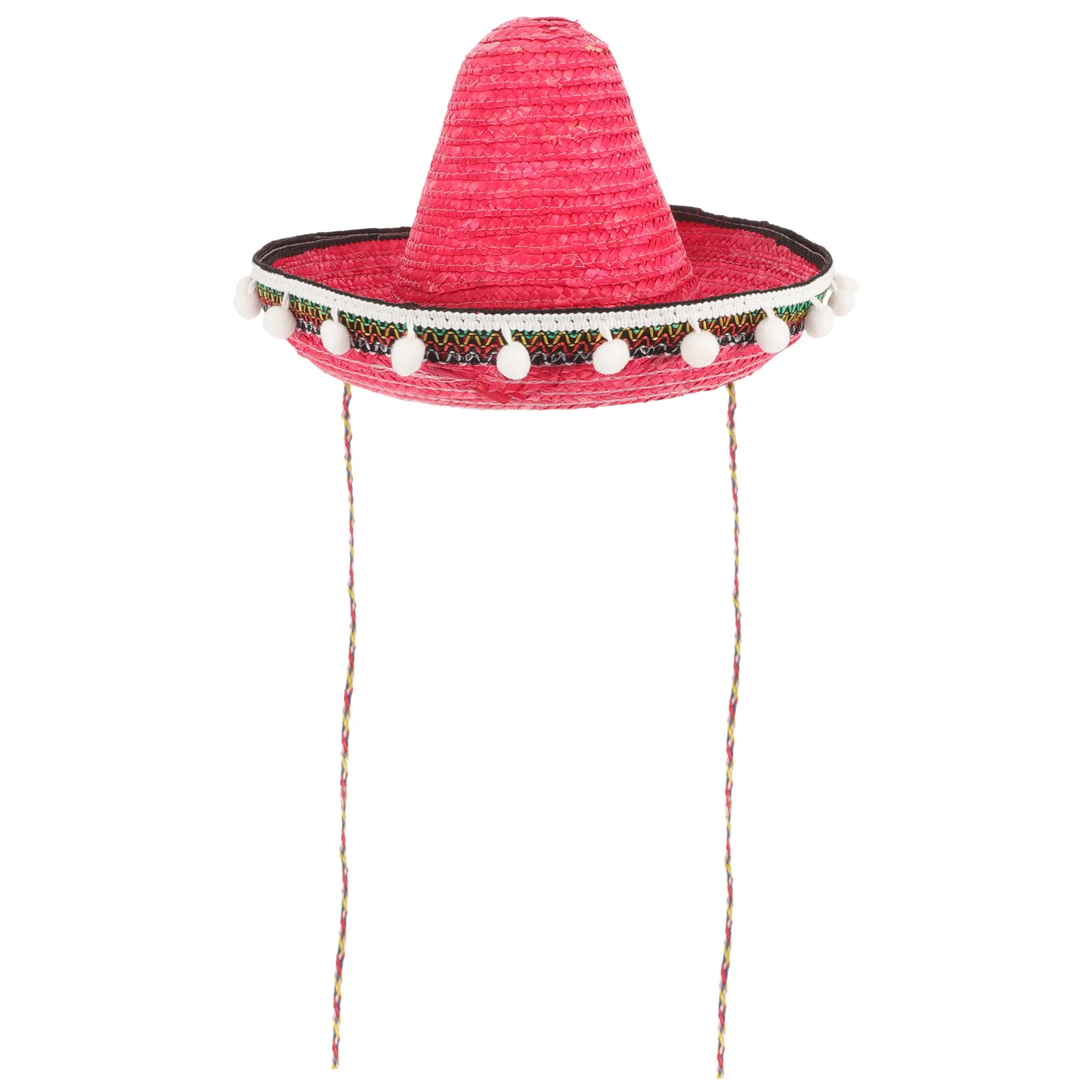 

Children's Performing Straw Hat Mexican Pom Pom Sombrero Party Hat Mexican Festival Dance Stage Props Sombrero Party Hats