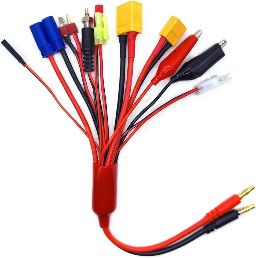 10 in 1 RC Lipo Battery Multi Charger Adapter Lead Cable 4.0mm Banana Plug to JST/T-Plug/XT60/XT90/EC5 for Toy XT60, XT90