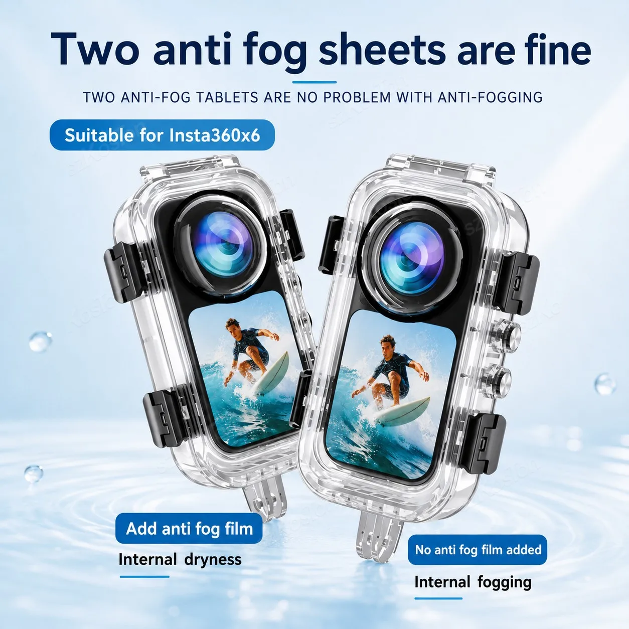 60M Waterproof Housing for Insta360 X6 Diving Case Anti Fog Safety Lock Clear Lens Action Camera Protective Cover Accessories