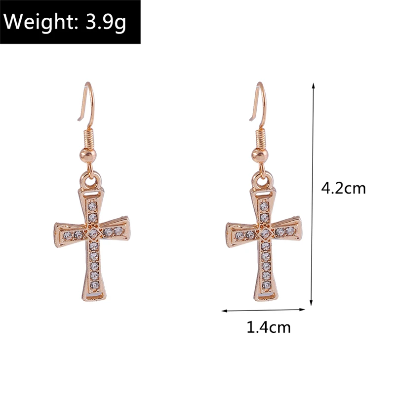 Mode Kristall Kreuz Tropfen Ohrringe für Frauen Gothic Kreuz Baumeln Haken Ohrringe Mädchen Party Festival Schmuck Geschenke – Detail 7