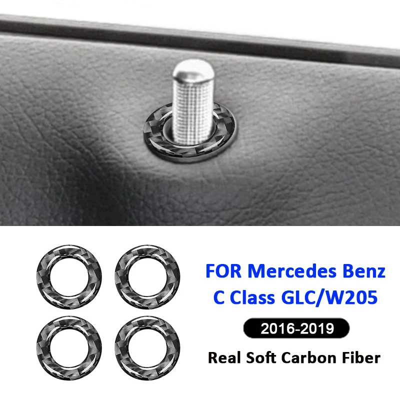 Carbon Fiber Car Door Inner Lifting Button Trim Frame Interior Decoration Sticker For Mercedes Benz 2016-2019 C Class GLC W205