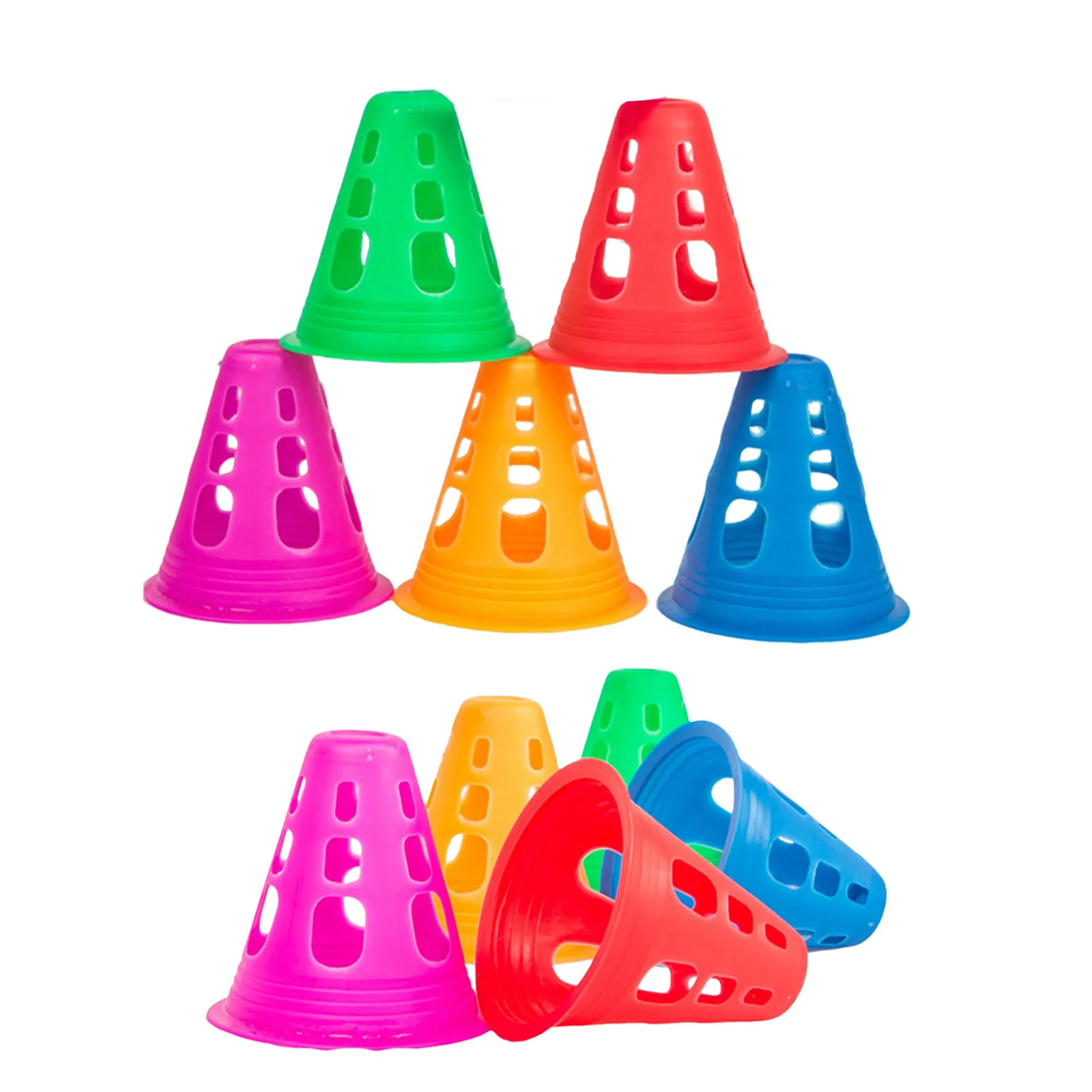 

Набор из 10 многофункциональных спортивных конусов: пластиковые маркеры для тренировок по футболу, баскетболу, роллерскейту, для полевых упражнений и организации дорожного движения