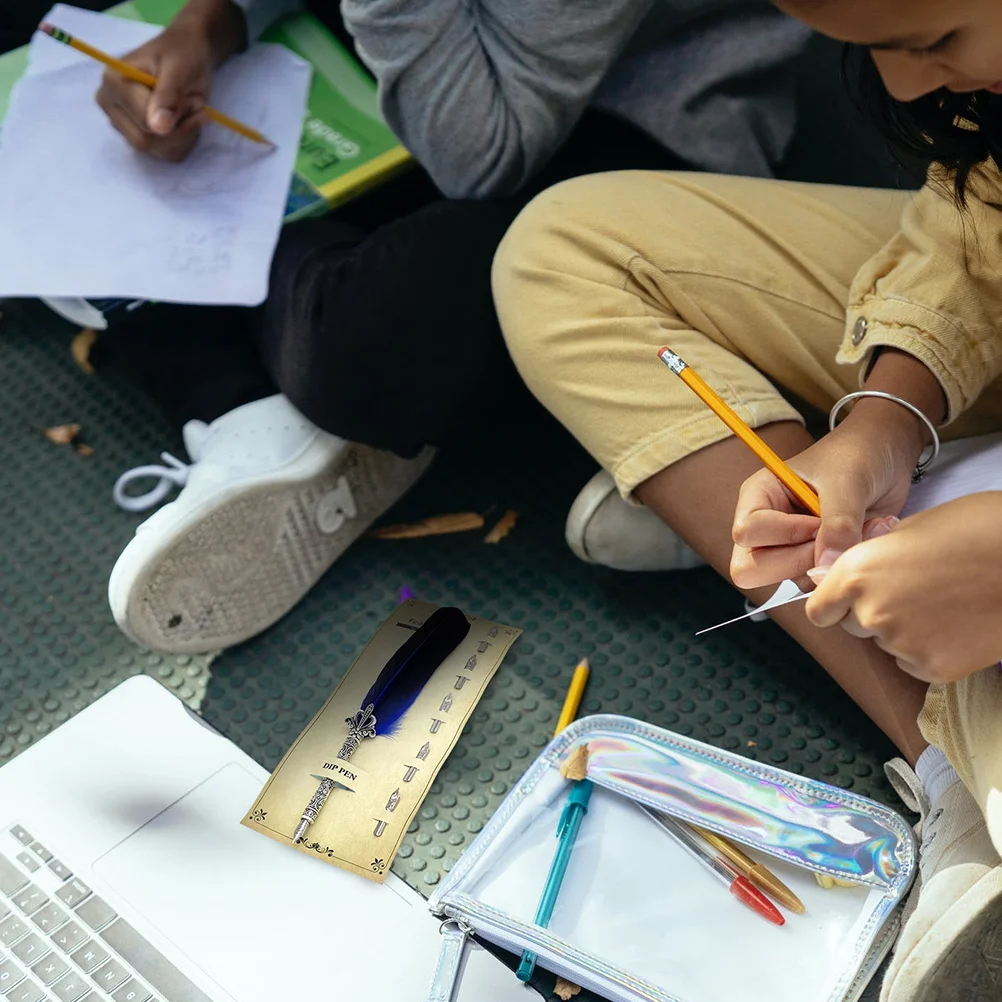 

1 комплект ручек из нержавеющей стали, 5 сменных наконечников, ручка для каллиграфии, бизнес-подарок, школьные и офисные принадлежности