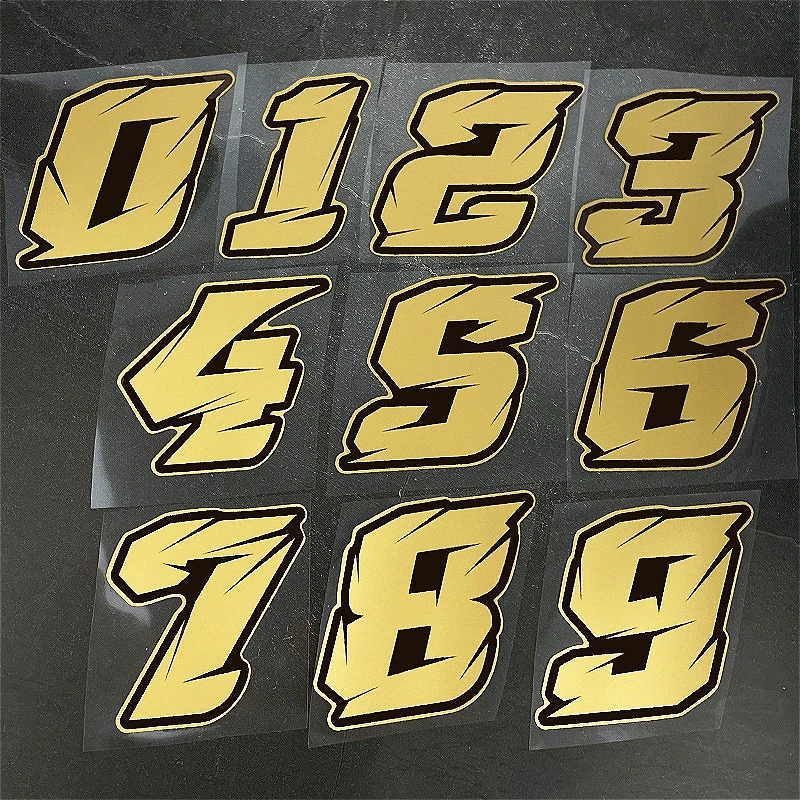 

1PC Matte Gold Arabic Numerals Motorcycle Stickers Waterproof for DIY Motorbike Fuel Tank Helmet Car Window Scooter Vinyl Decals
