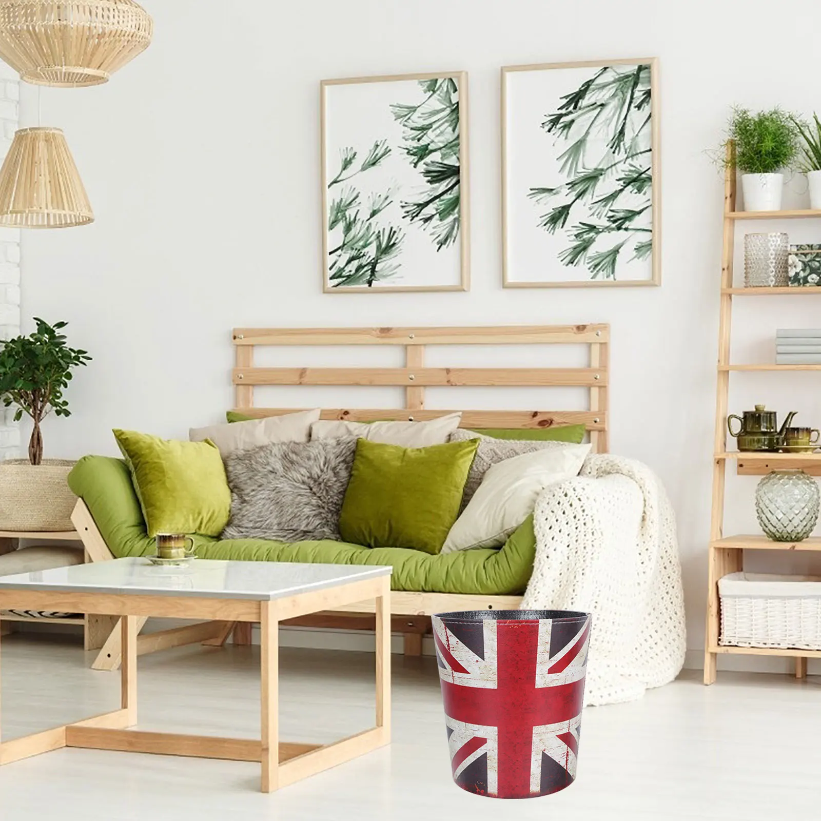 

1pc European Style Trash Can Retro Waste Paper Basket Large Opening For Kitchen Bathroom Office Home Storage Garbage Bin