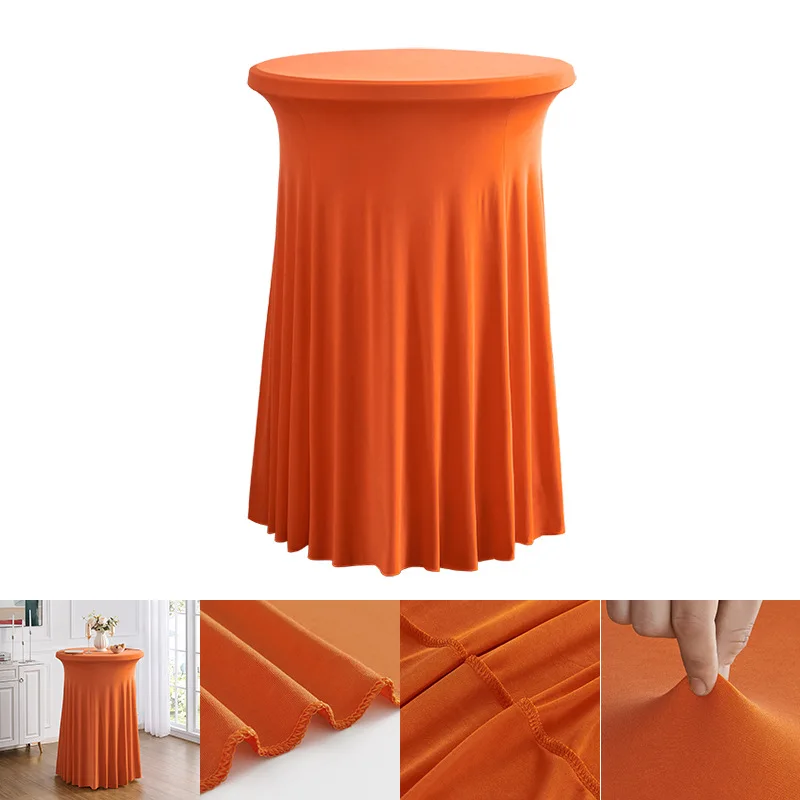 1Pcs Round Cocktail Table Covers Spandex Stretch Tablecloth with Skirt Round Fitted Table Dress Wedding Party Banquet Decoration