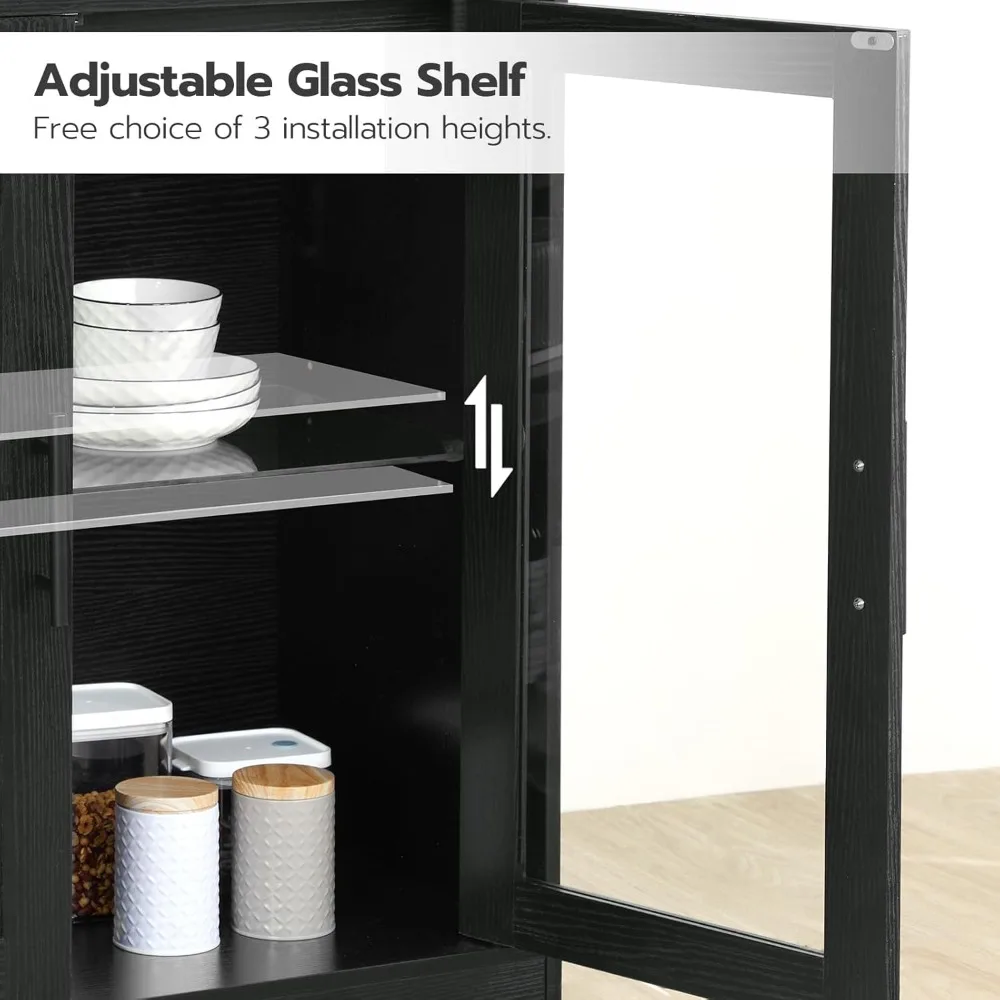 Wine Bar Cabinet with LED Light, Home Coffee Cabinet with Wine & Glass Rack, Freestanding Liquor Cabinet with Power