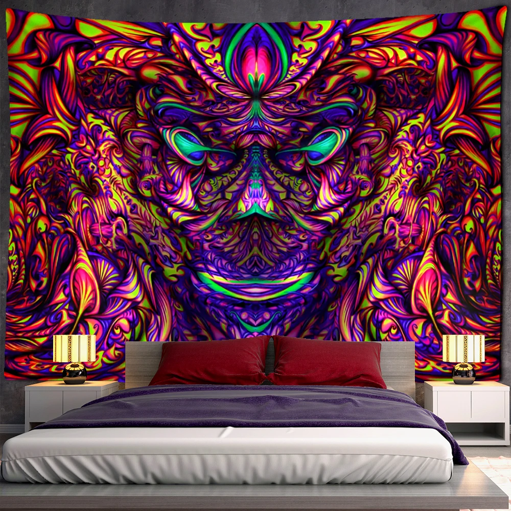 Abstract Maple Leaf Tapestry Wall Hanging Psychedelic Witchcraft Mysterious Colorful Boho Dorm Home Room Decor