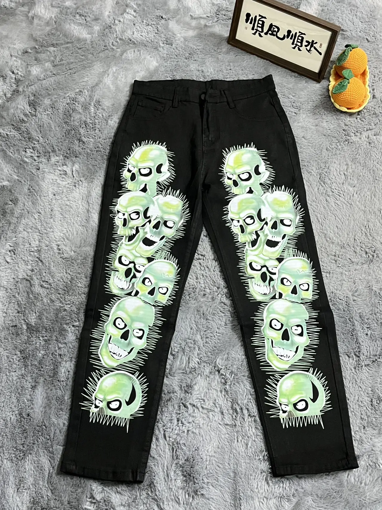 Gothic Style Skull Fashion Trousers y2k Men Jeans 2025 New Mens Skinny Jeans High Street Hip-hop Slim Fit Stretch Pants