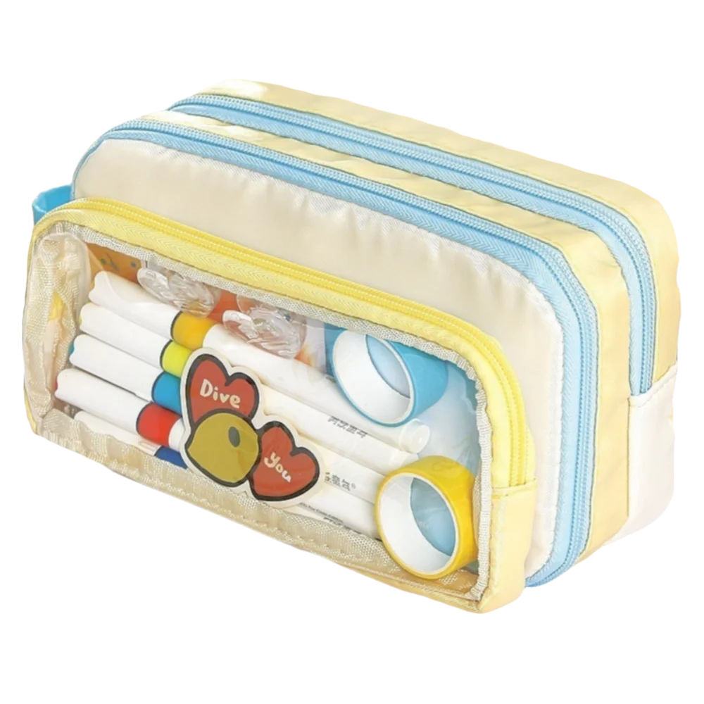 

Detachable Large Capacity Pencil Case Portable Transparent Stationery Pen Bag Aesthetic Beauty Bag Cosmetic Storage Bag