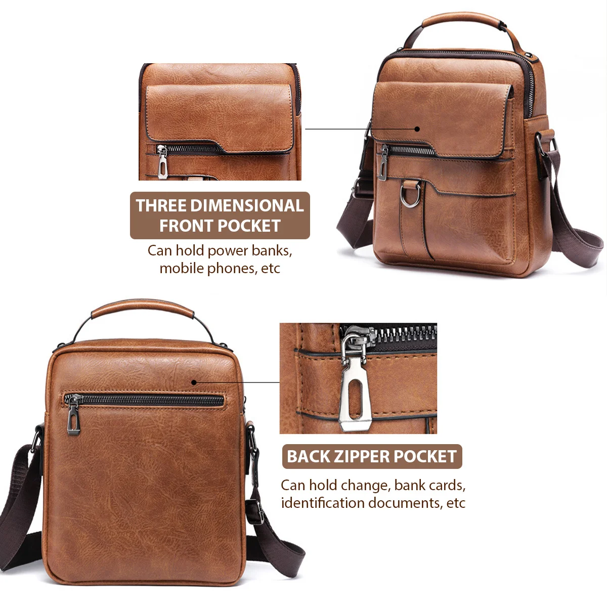 

Портативная винтажная мужская сумка на плечо из искусственной кожи с клапанами, деловая мужская сумка через плечо в стиле ретро, сумка через плечо высокого качества с ручкой, дорожная сумка