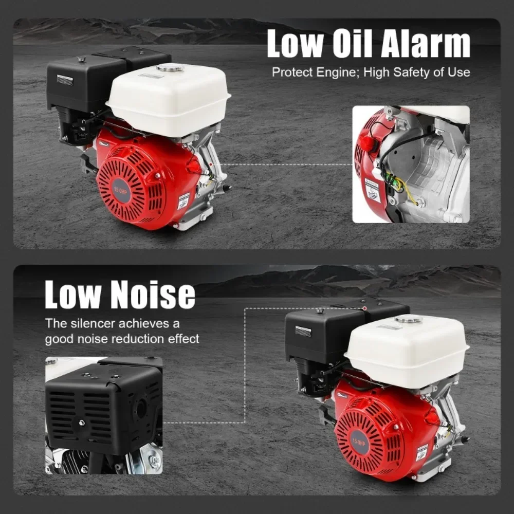 15 HP 420cc 4-Stroke Gas Engine OHV Horizontal Gas Engine Pull Start Go Kart Motor Recoil with Silencer Gasoline Motor Engine