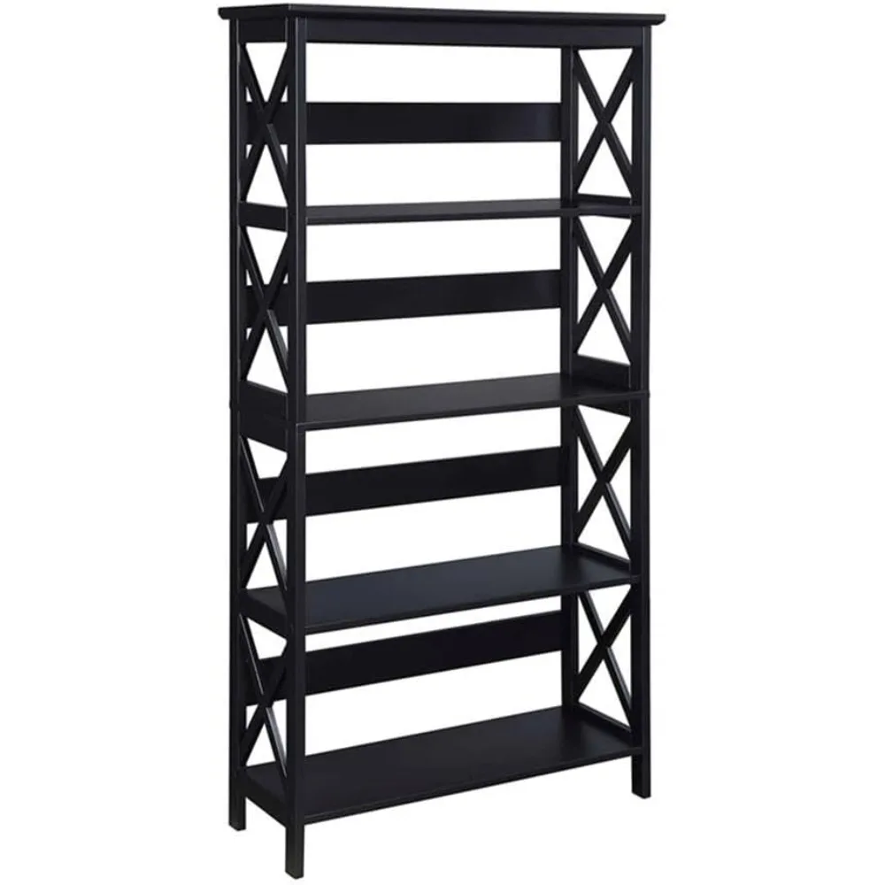 

Oxford Bookcase 31.5" - 5-tier Farmhouse Bookcase For Living Room, Modern Family Room Media & Display Storage Organizer For Hom