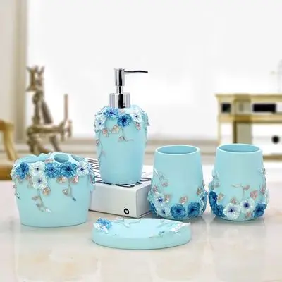 5Pcs Bathroom Accessories European Aristocracy Bath Sets Lotion Dispenser Resin Cup Toothbrush Holder Romantic manor