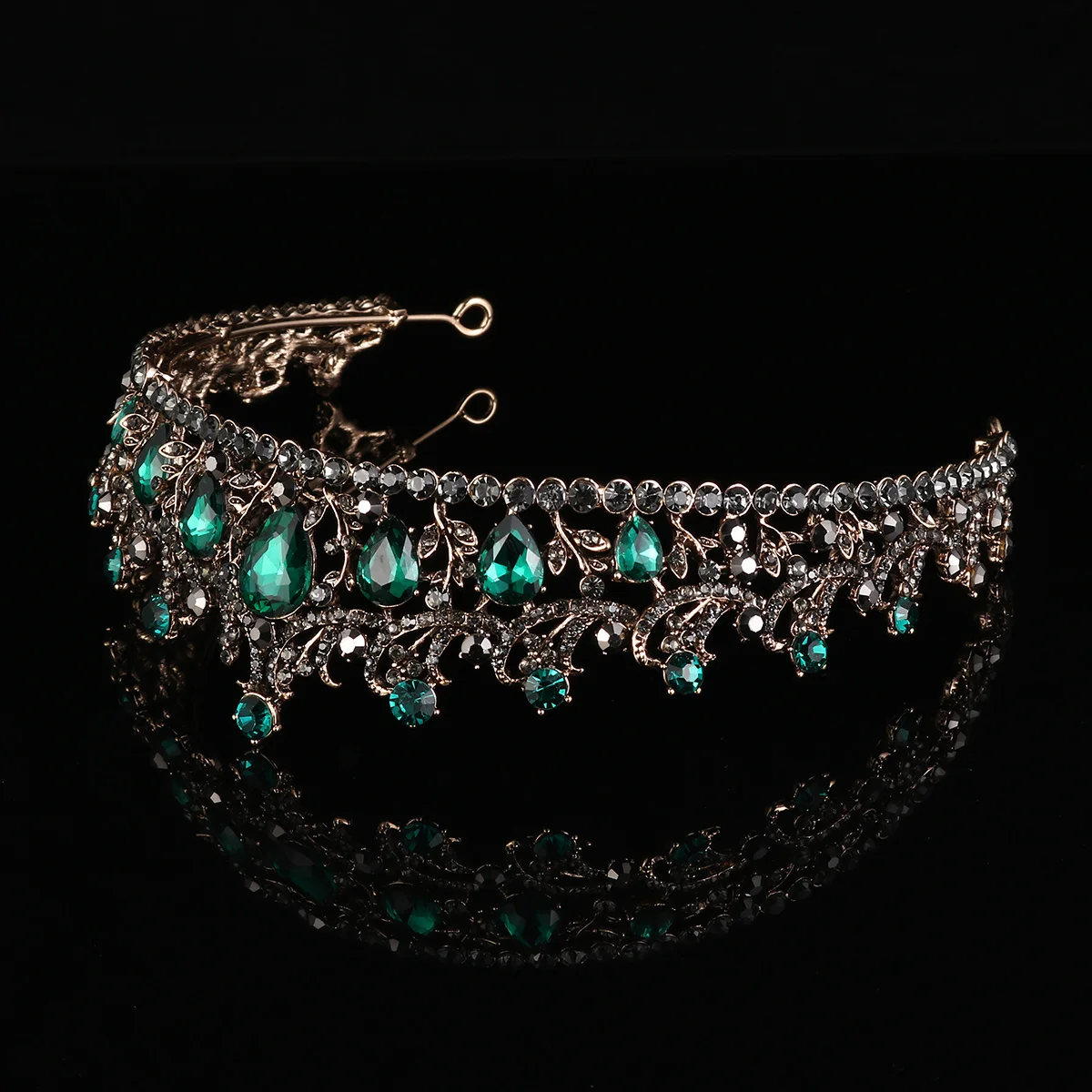 

1 Piece Vintage Bride Headwrap Shiny Tiara Hair Band for Bridal Party Evening Banquet Accessories Green Hair Hoops