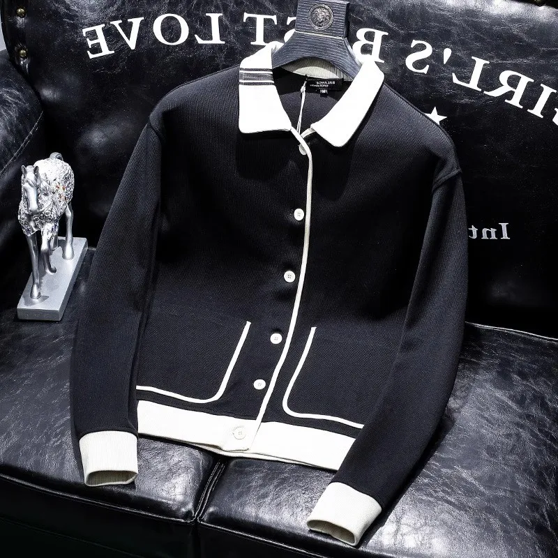 

Men's Casual Knitted Jacket Collared Cardigan Style Autumn Winter New Fashion Big Pocket Outerwear Versatile Comfortable Brea...