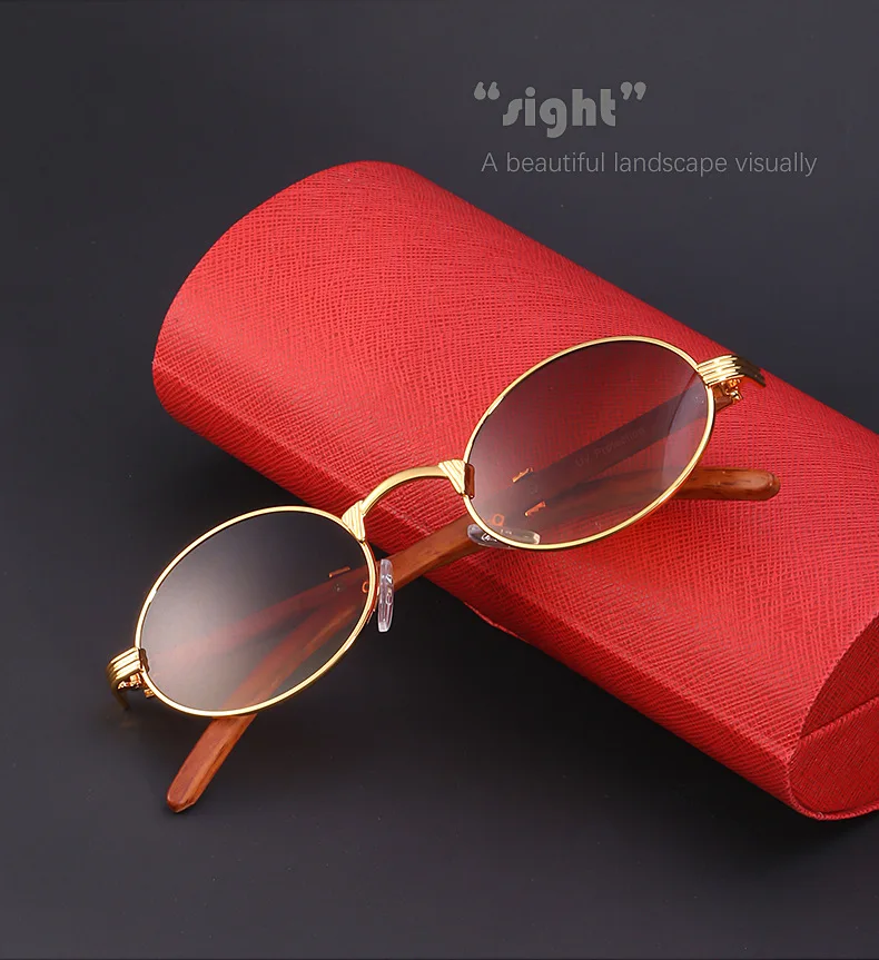 جديد ريترو تقليد الخشب الحبوب النظارات الشمسية الرجال البيضاوي النظارات الشمسية المرأة موضة الاتجاه الأشعة فوق البنفسجية حماية النظارات الشمسية