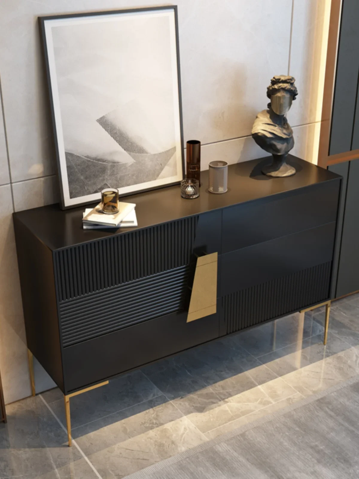 Light luxury entrance cabinet, Italian simple shoe cabinet, living room storage, wall, sideboard, slate bedroom