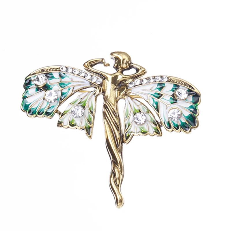 Butterfly Fairy Brooches for Women Unisex Enamel Angel Figure Party Office Pins Gifts
