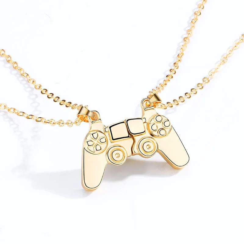 Couple PS4 Game Console Pendant Necklace for Women Magnetic Game Controller Charm Pendants Couple Necklace Valentine\'s Day Gift