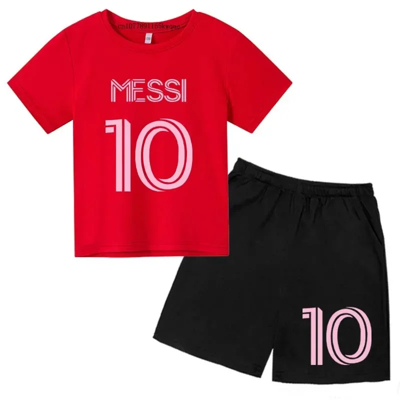 Kids Super Soccer Star No.10 Print 2pcs T-shirts+Pants Sports Suits 3-14 Years Boys Girls Idol Streetwear Children Outfits Sets