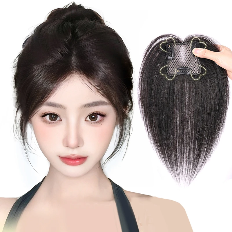 Clip in Bangs 100% Human Hair Wispy Bangs Clip in Hair Extensions French Bangs Fringe with Temple Hairpieces for Women Daily Use