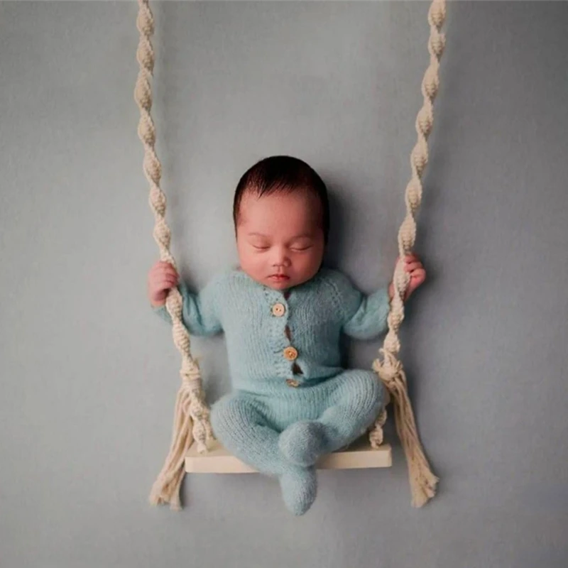 Bebê de madeira posando balanço recém-nascidos fotografia adereços bebê jogando balanço crianças estúdio foto tiro pano de fundo acessórios