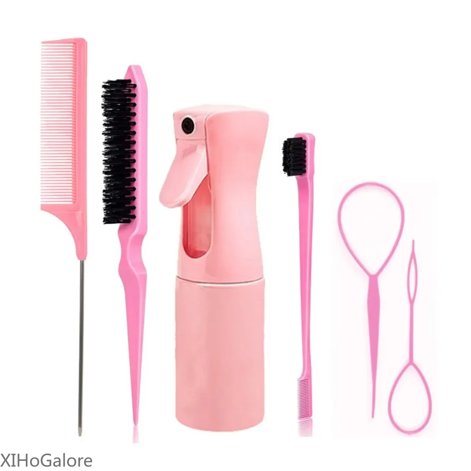 4/6Pcs Hair Styling Tool Set Spray Bottle Braiding Loop Rat Tail Comb Edge Control Brush Teasing Hair Brush Kit