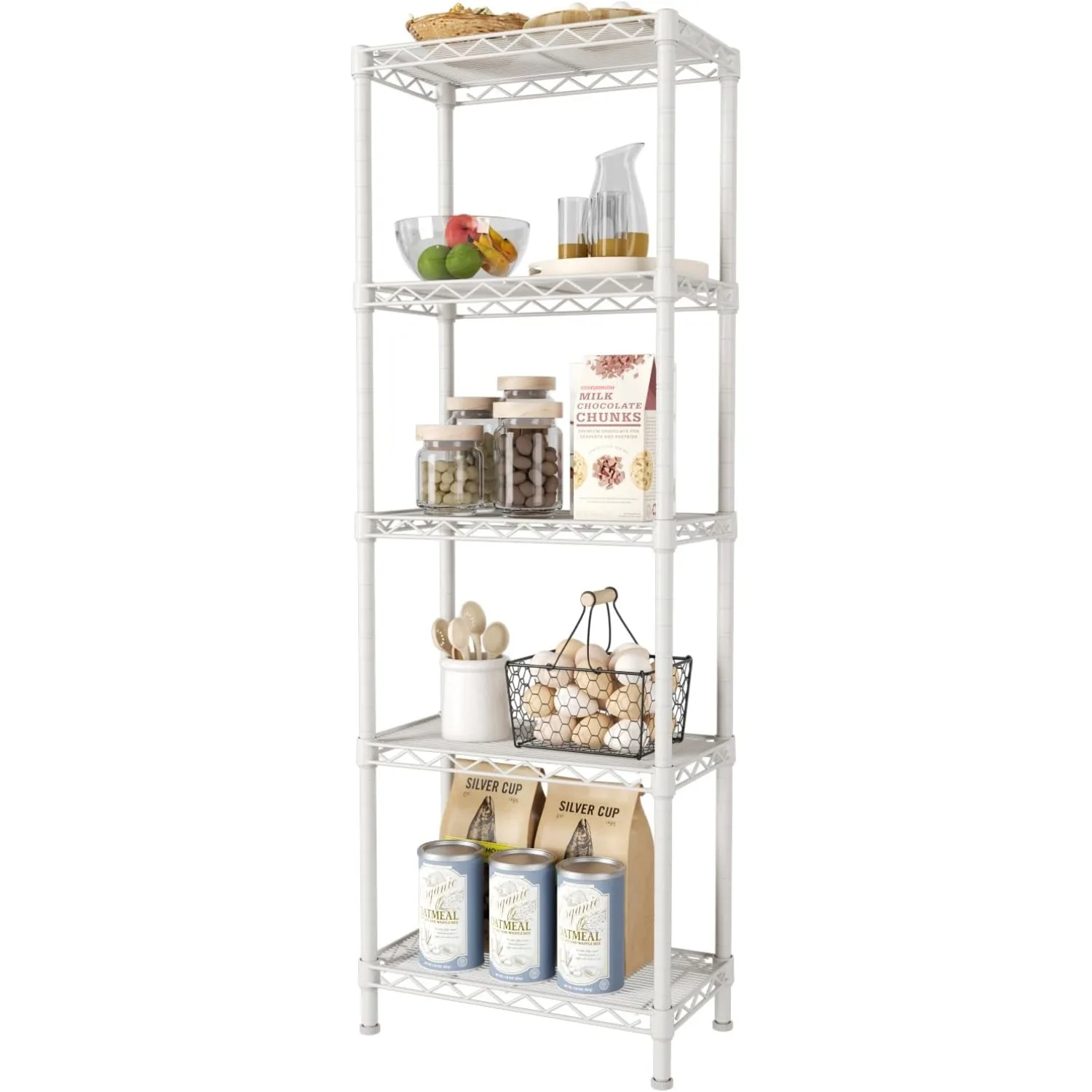 

5 Shelves Storage Shelf Wire Closet Bathroom Organizers Metal Pantry Kitchen Small Garage Shelving Unit Laundry Room