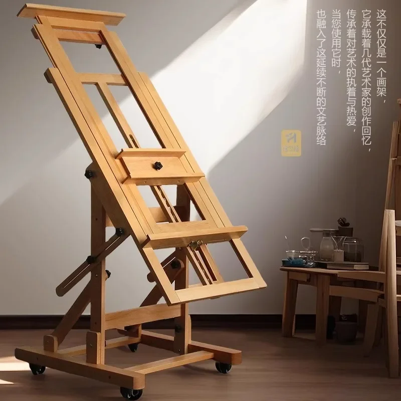 Vertical easel of beech, foldable display stand