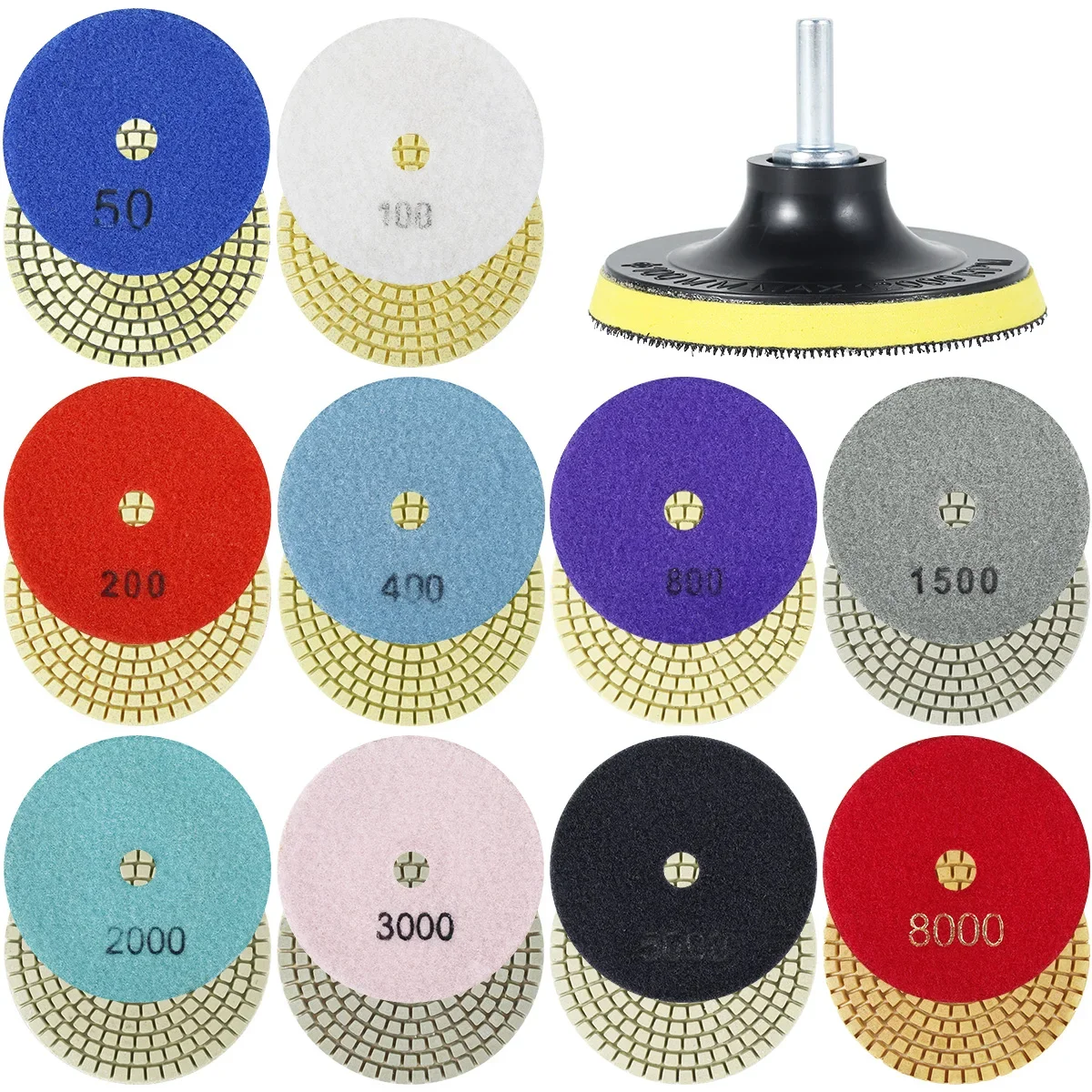

12Pcs Diamond Polishing Pads 4 Inch Diamond Buffing Pads Wet Dry Polishing Pad Polishing Accessories For Marble Stone Tile Glass