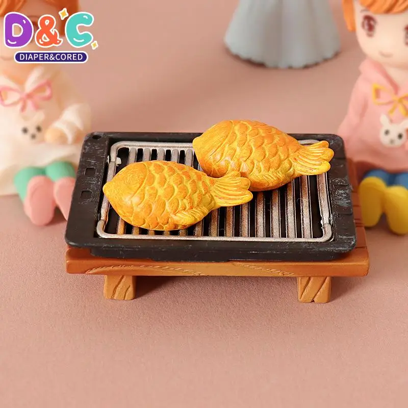 1/12 Dollhouse Simulation Grilled Fish Barbecue Grill Dollhouse Miniature Kitchen Decorations Dolls House Food Accessories