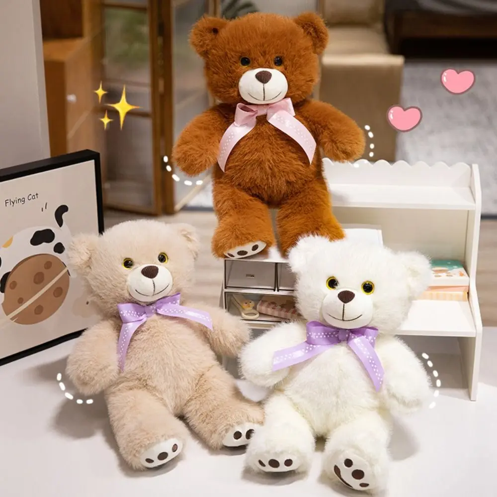 

Ribbon Bow Tie Bow Bear Plush Toys 3D Eyes Couple Bears Plush Bear Doll Simulation Cartoon Stuffed Animal Pillow