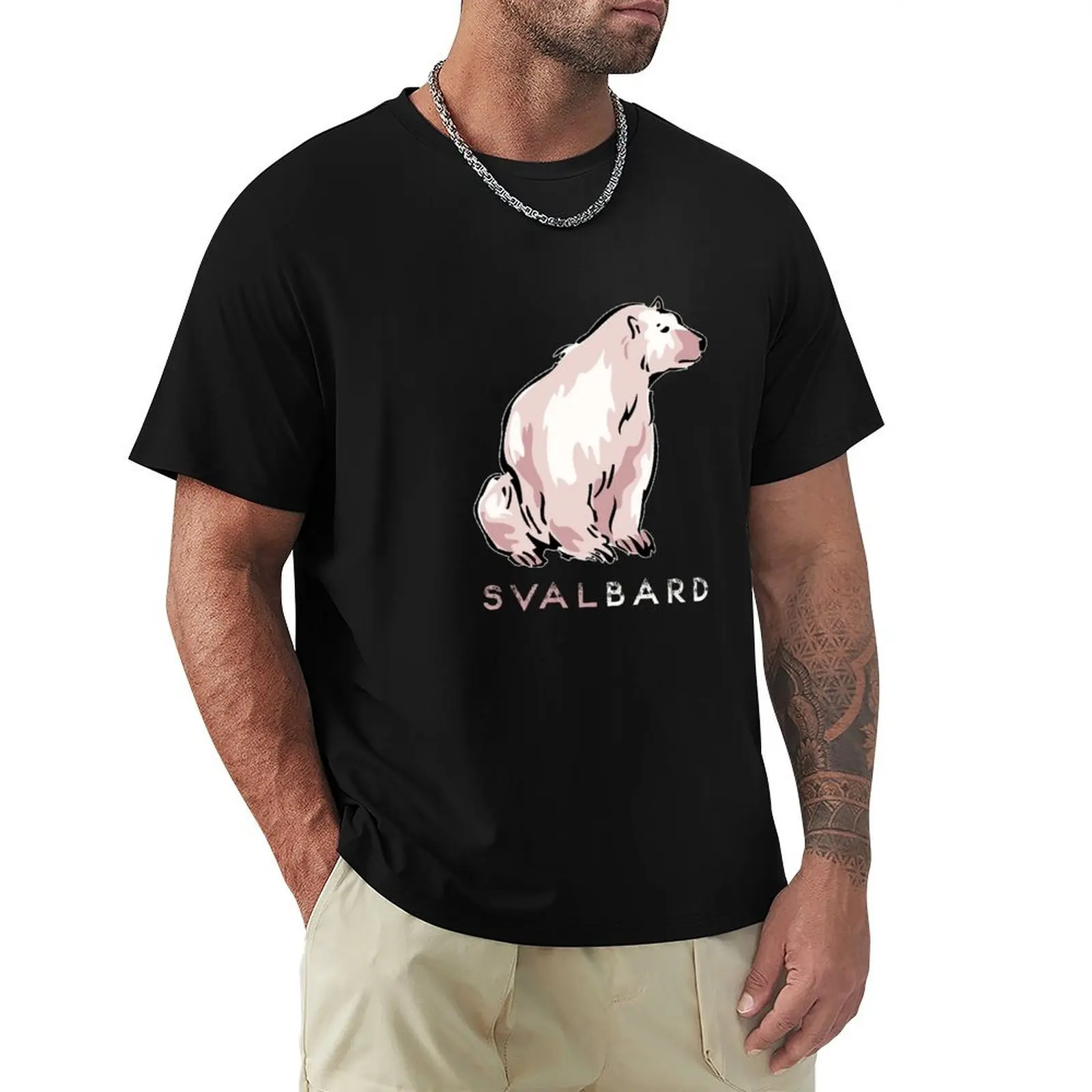 Svalbard, the polar bear. Longyearbien Spitzbergen Arctic North Pole T-Shirt Plus Size Everyday Tee Shirt