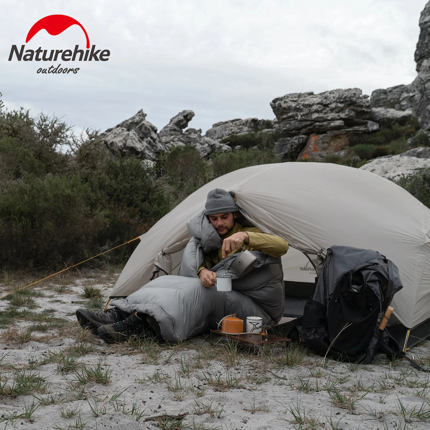 Imagem -05 - Naturehike-bolsa de Dormir Ultraleve de Algodão com Boné Bolsas de Emenda Dupla Estilo Envelope °c a 13 °c 670fp Primavera Outono