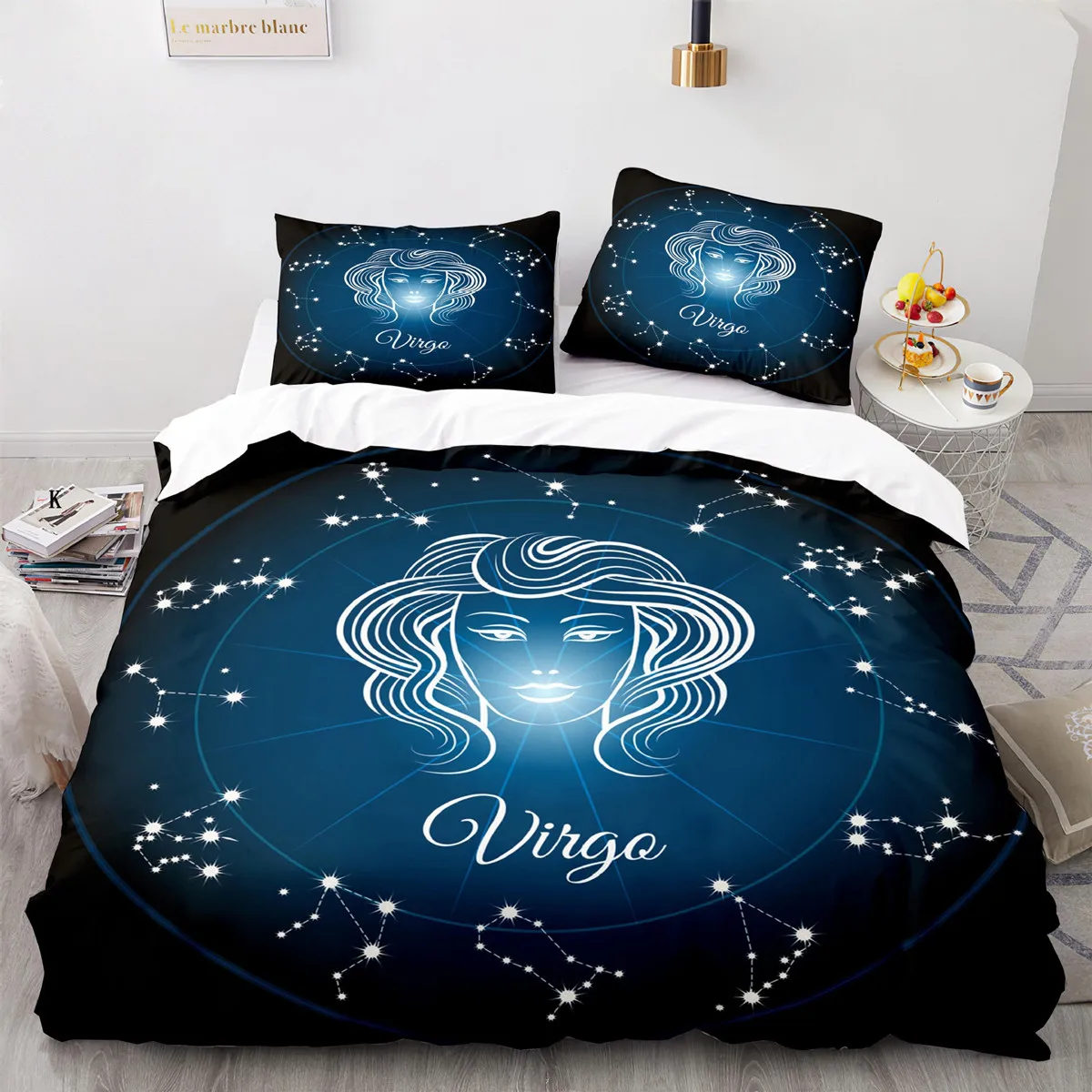 

Constellation Duvet Cover Set Aries Galaxy Theme 2/3pcs Twin Bedding Set King Size Polyester Quilt Cover for Constellation Lover