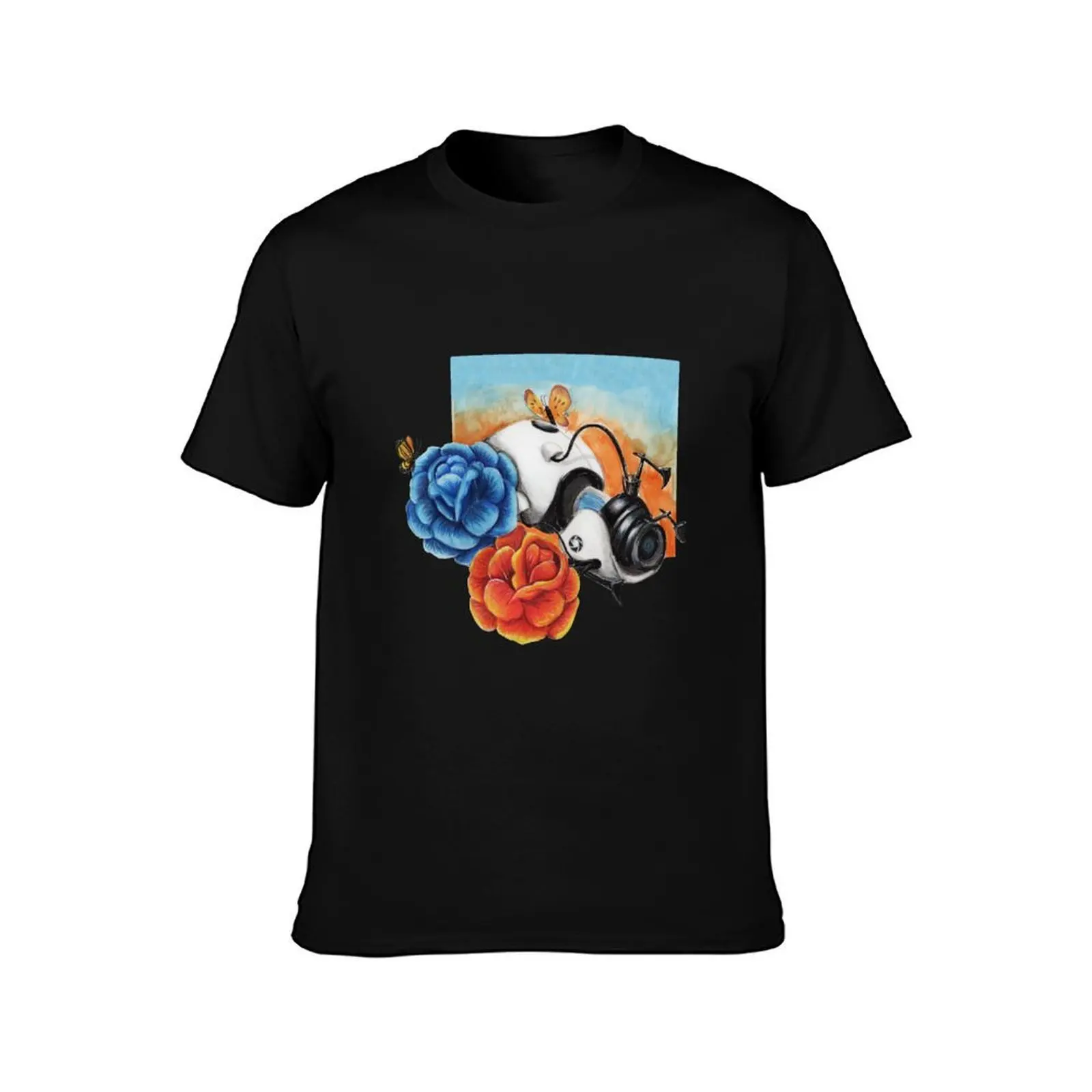 Portal Gun With Roses T-Shirt Comfort Stretch Tee Shirt