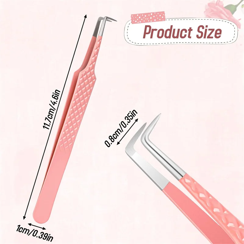 High Precision Fiber Tip Lash Tweezers for Eyelash Extensions 90 Degree Nano Boot Volume Isolation Lash Clip Tong Makeup Tools