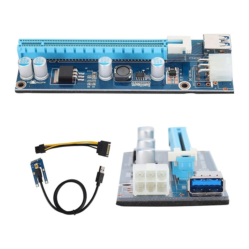 Mini PCIE 16X Adapter,PCIE To PCI Express16x Extender,With 4 Solid Capacitors And 6Pin Interface,For Video Card Mining-AT93