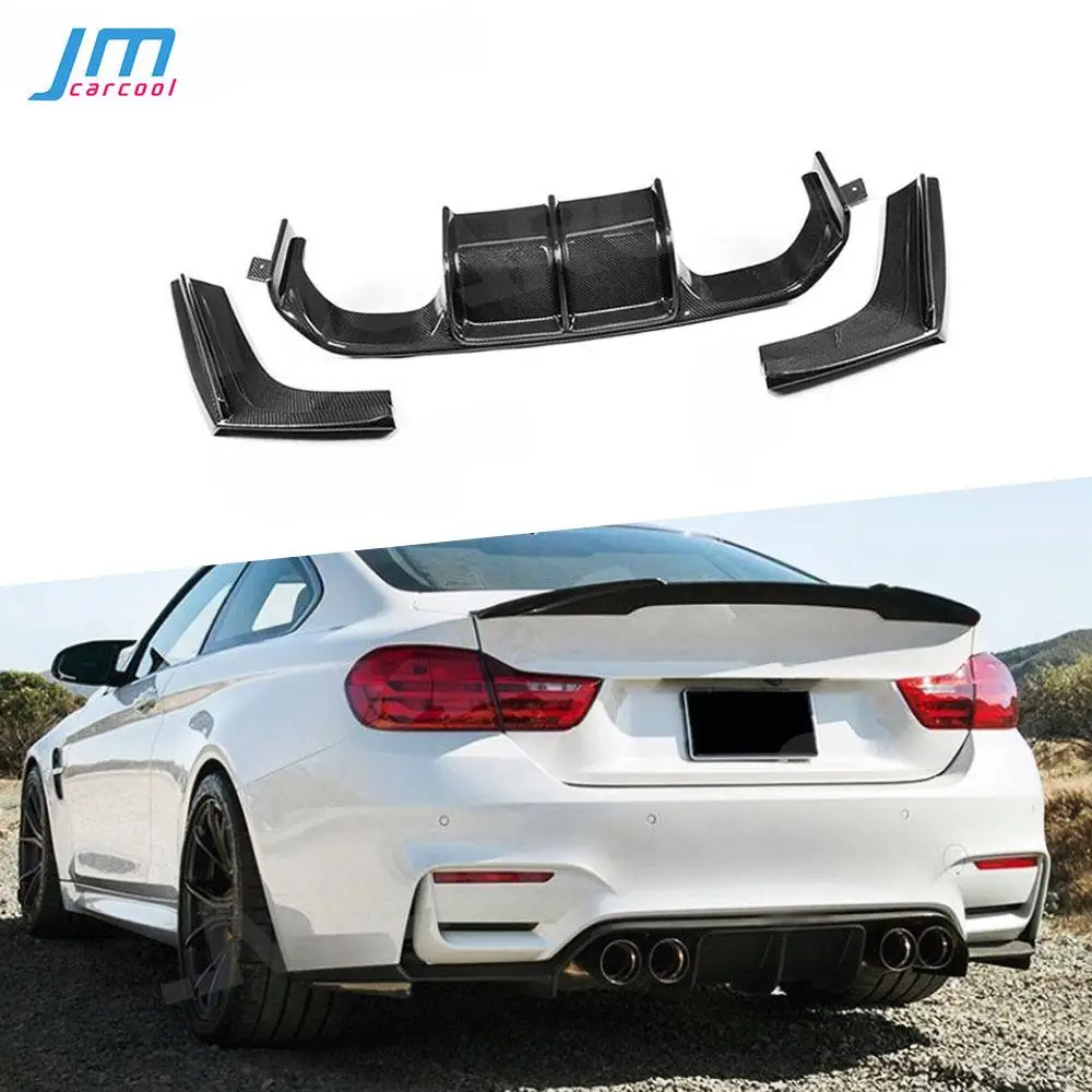 

Carbon Fiber Material Car Rear Bumper Lip Spoiler Diffuser for BMW F80 M3 F82 M4 2014-2019 V Style 3PCS Auto Decorations