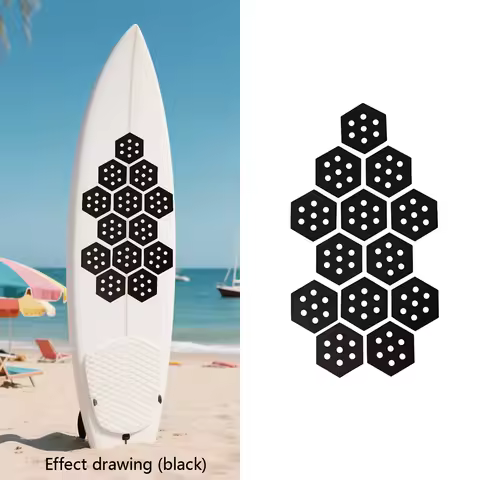 Black white surfboard hexagonal surfing deck anti slip accessories advanced EVA material safety surfing water sports accessories