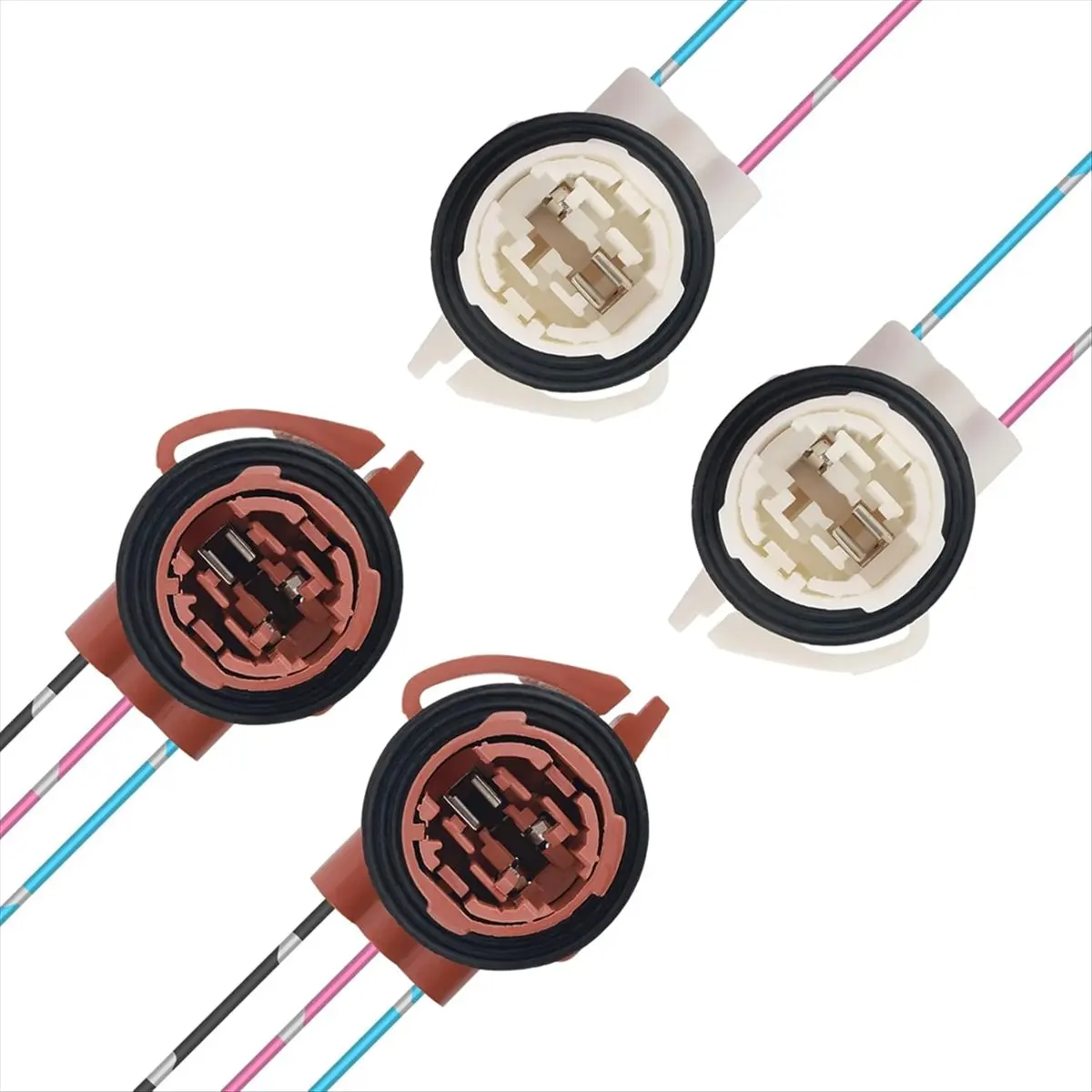 Fits for 4PCS Turn Signal Socket & Tail Light Socket,3156 3157 Bulb Sockets with Tail Light Harness & Quick-Connect Plug